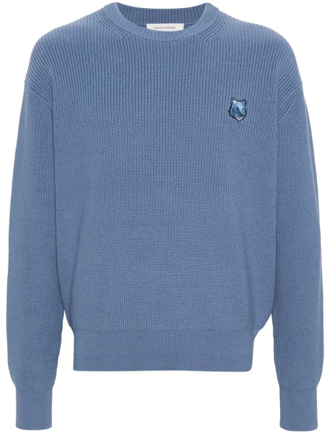 

Maison Kitsuné джемпер в рубчик с нашивкой-логотипом, синий