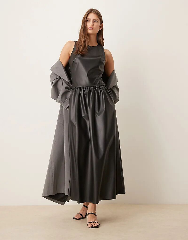 

Платье-борцовка миди из искусственной кожи с пышной юбкой ASOS DESIGN черного цвета - ЧЕРНЫЙ