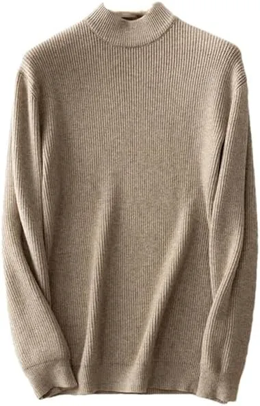 

Мужской свитер с высоким воротником и полоской, удобный шерстяной пуловер