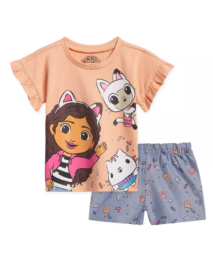 

Комплект одежды для девочек: футболка Dreamworks и шорты из шамбре Gabby's Dollhouse, коричневый
