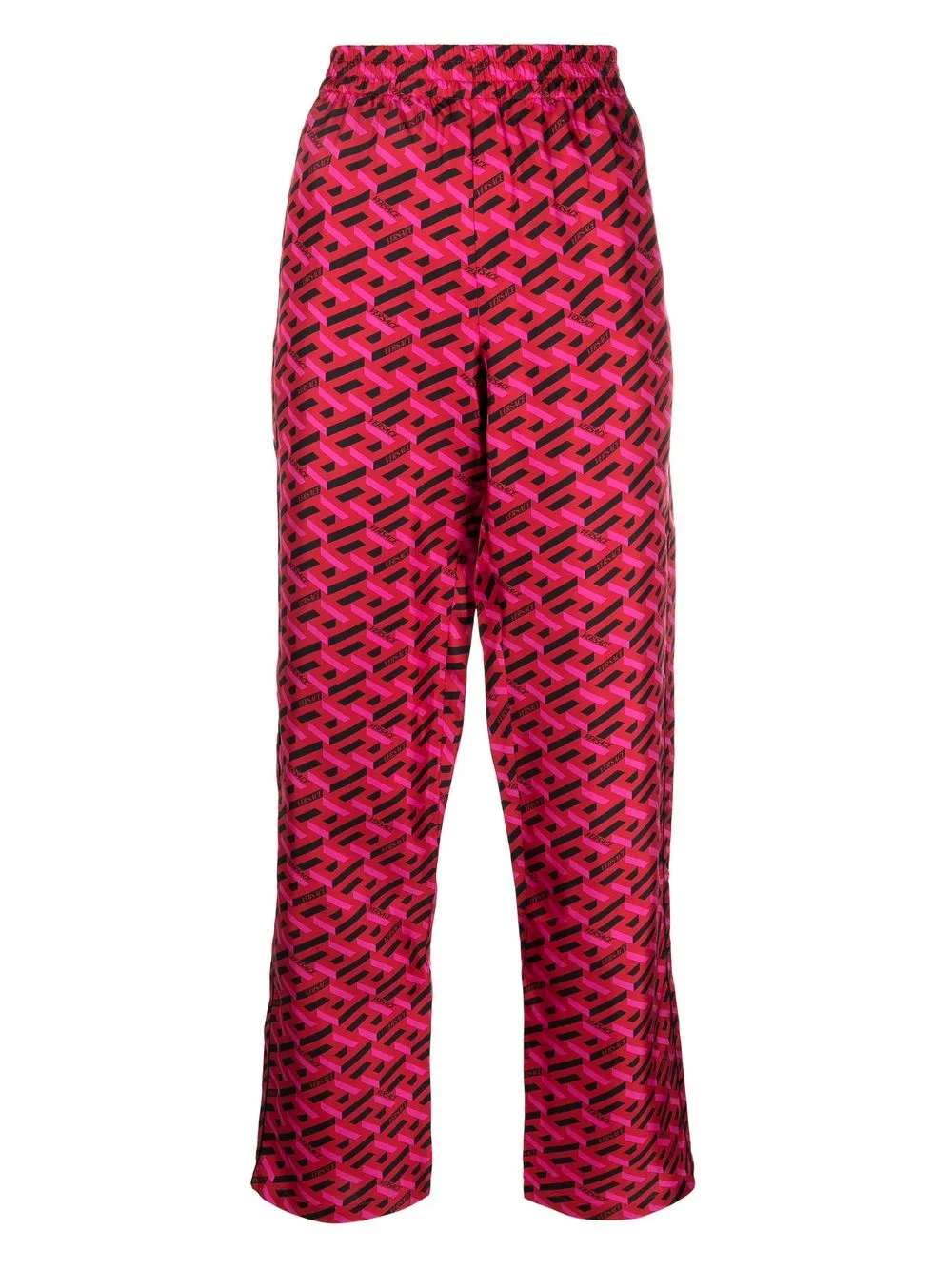 

Шелковые брюки с логотипом VERSACE, красный