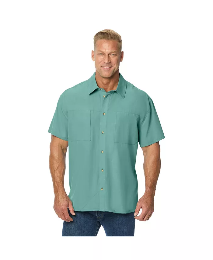 

Мужская производительная рубашка с коротким рукавом и двумя карманами KingSize, зеленый