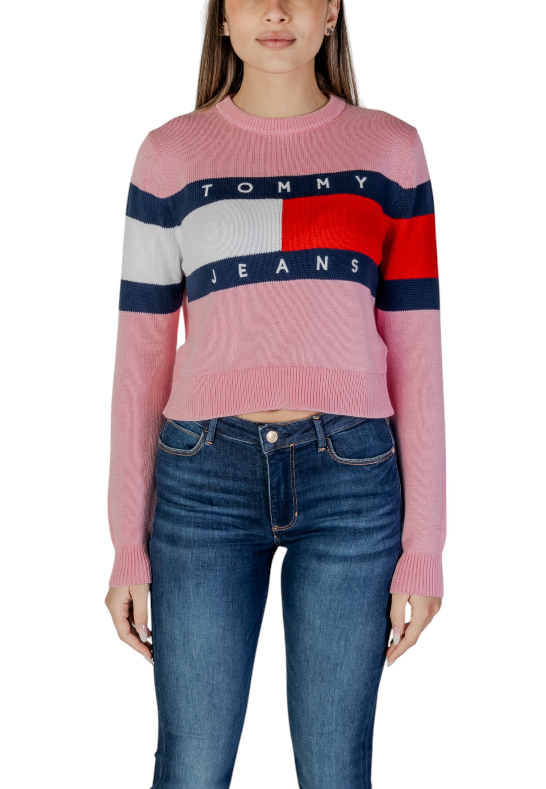 

Джемпер Tommy Jeans хлопковый с логотипом, розовый