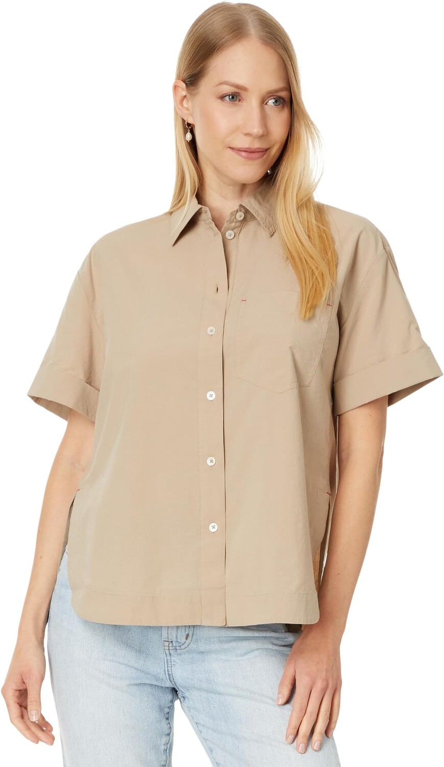

Рубашка Madewell Oversized Boxy Button-Up Shirt in Signature Poplin, цвет Dark Oat