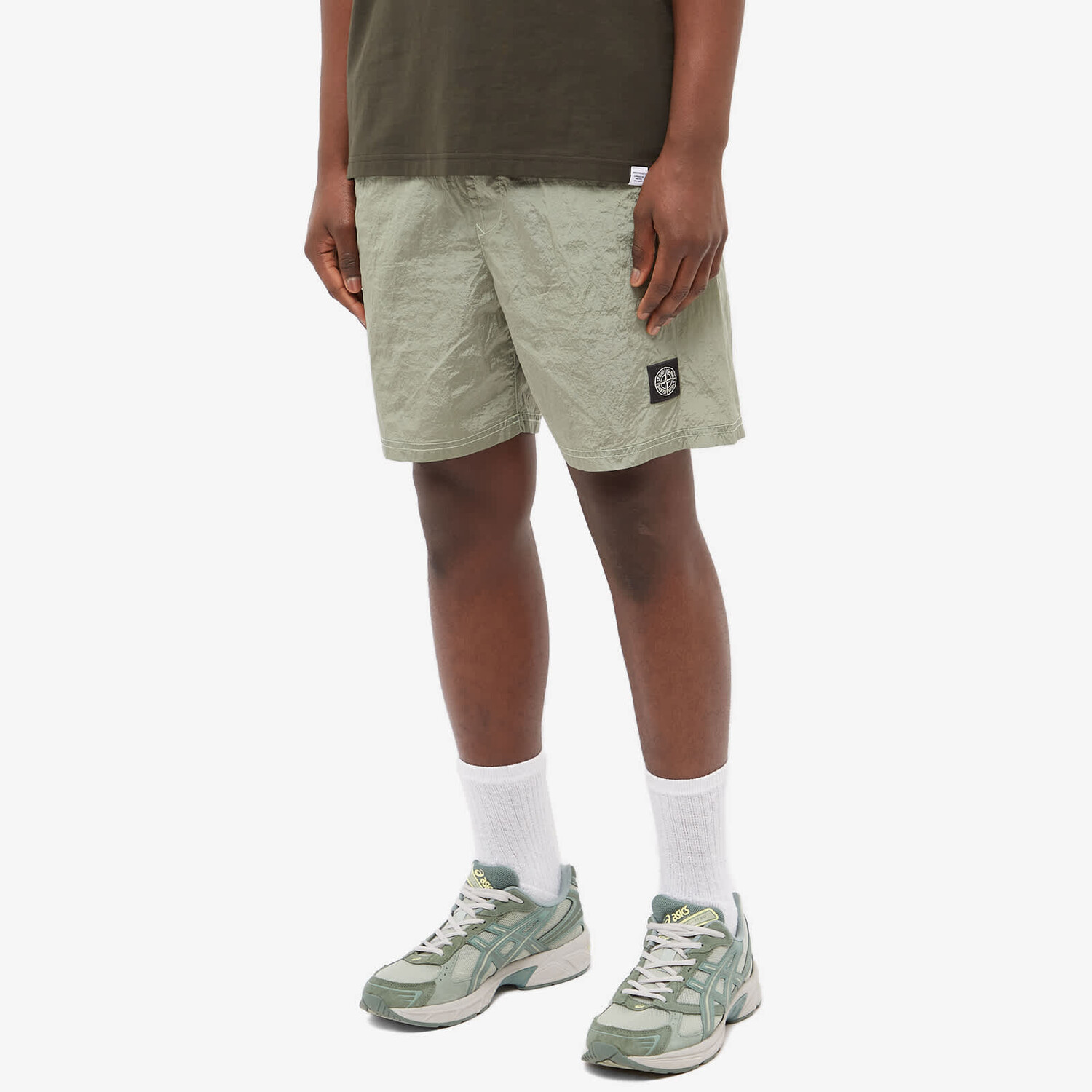 Повседневные шорты мужские бирюзовые Stone Island, зеленый — фото 4