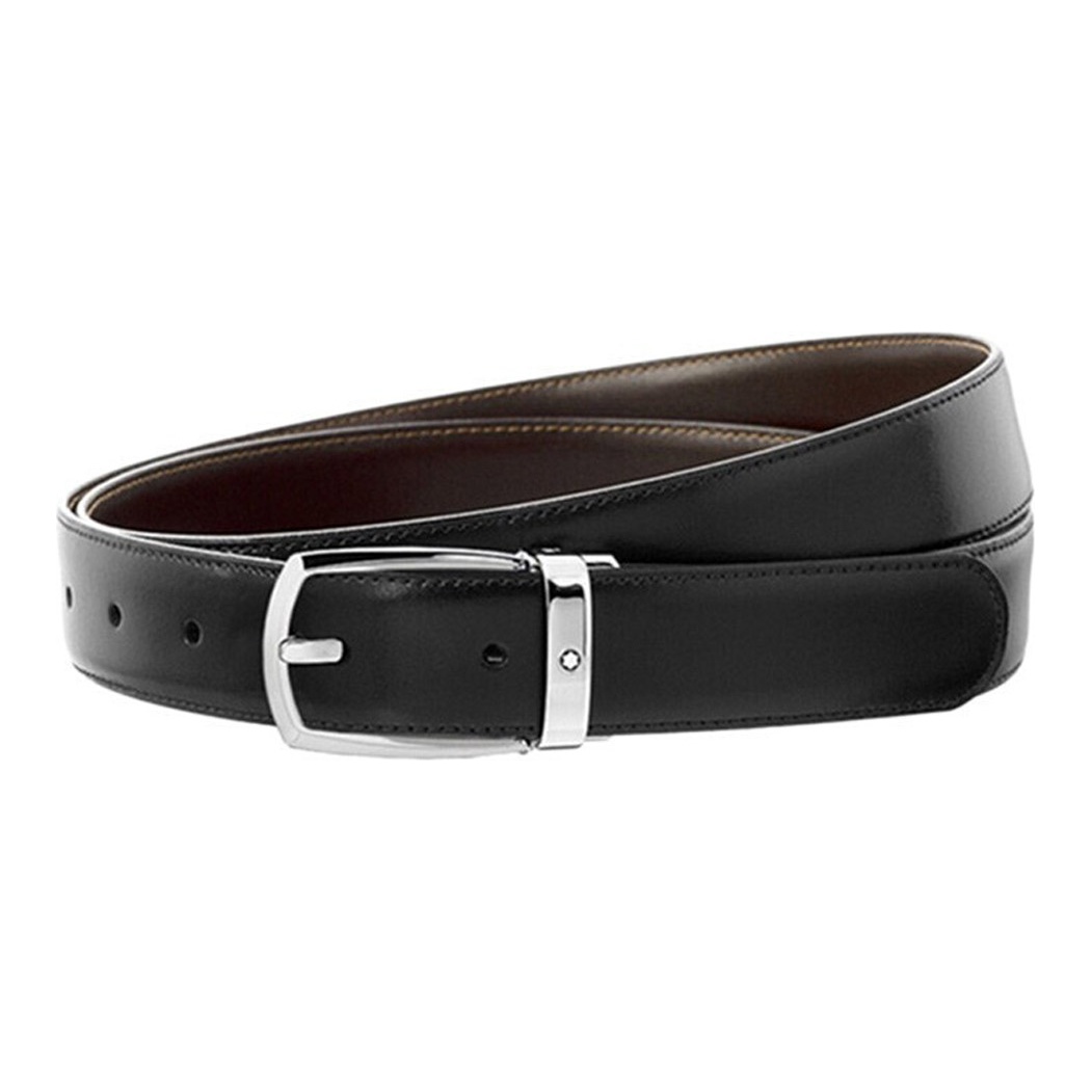 

MONTBLANC Мужской кожаный ремень из коровьей кожи черный шириной 3 см, Black