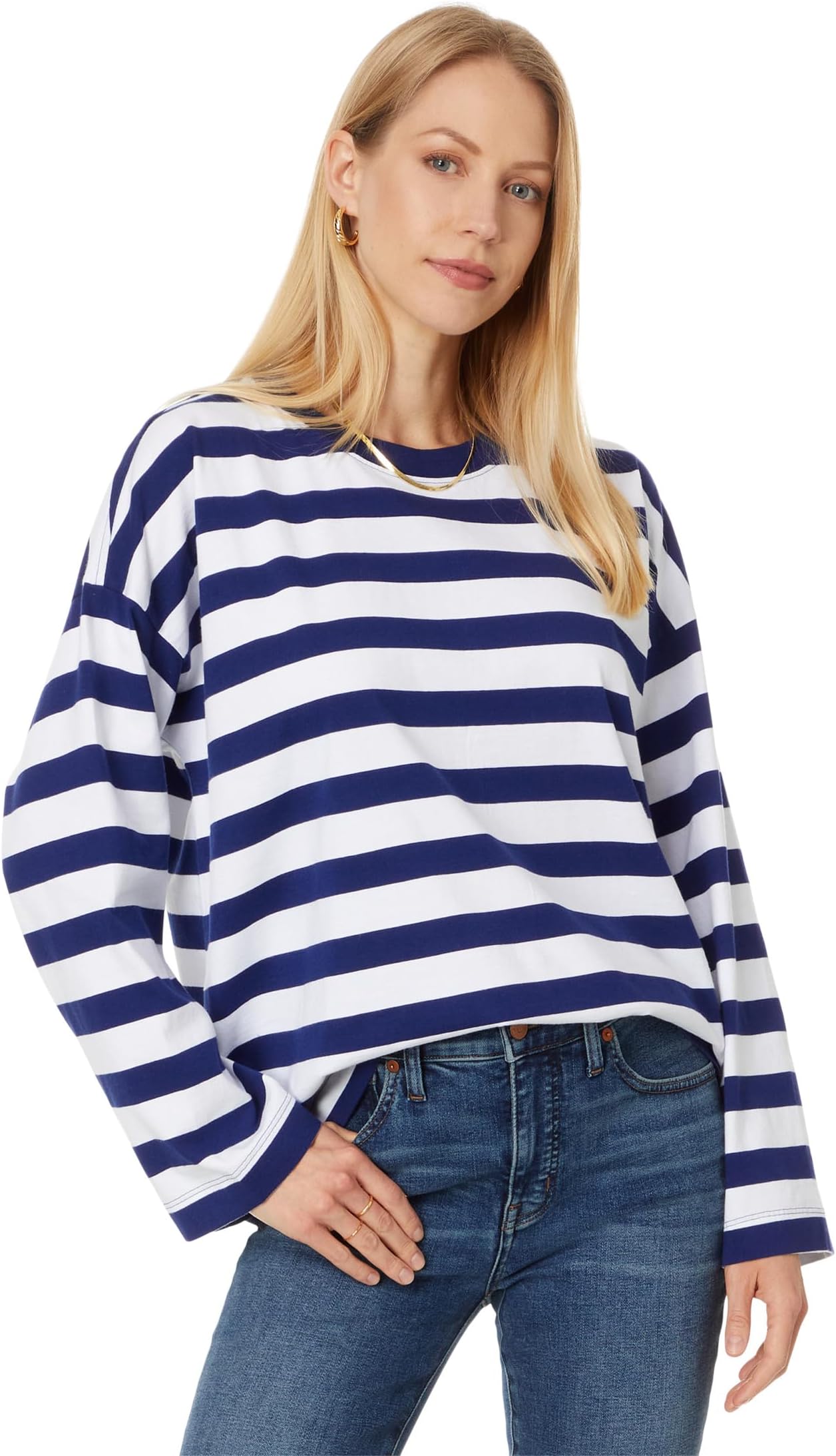 

Футболка Madewell Easy Long Sleeve Tee, цвет Bright Cobalt