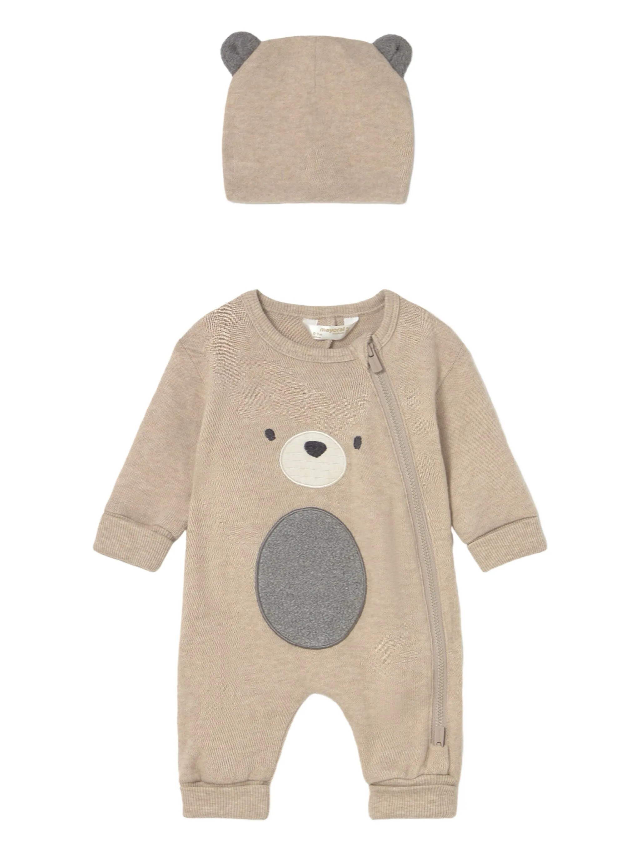 

Комплект из ромпера и шапки с аппликацией Mayoral, коричневый