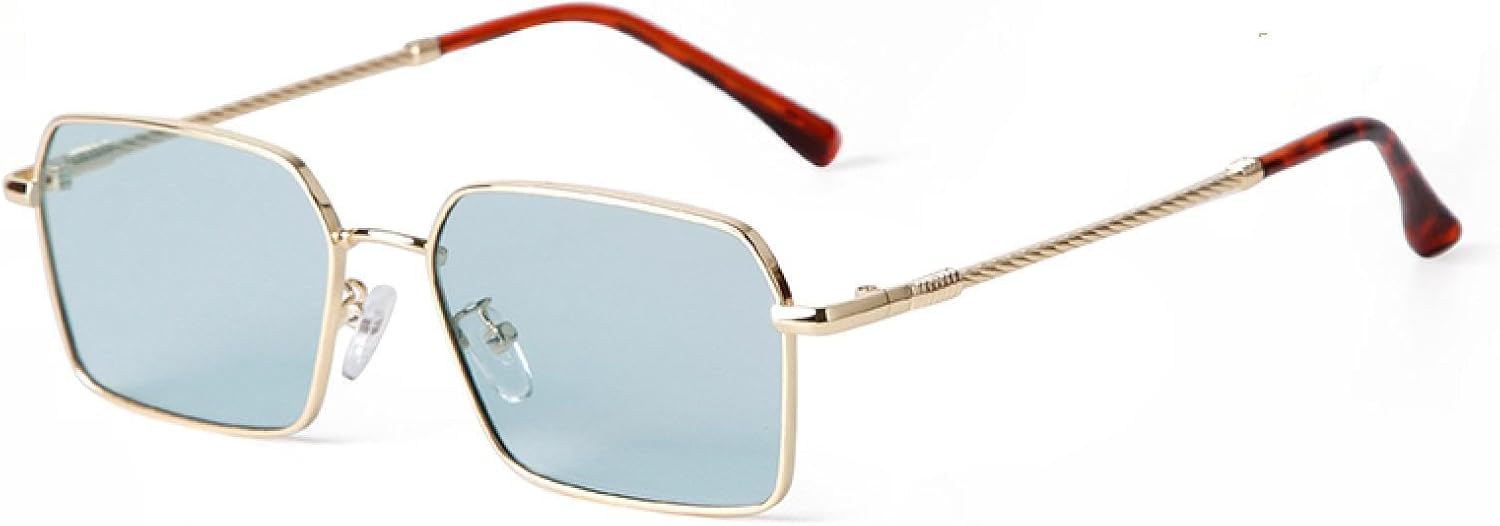 

Солнцезащитные очки с металлическими нитями, женские, квадратной формы, светло-голубые линзы, модные ретро-очки с защитой от УФ-излучения UV400, мужские солнцезащитные очки WNCKSQ, C4 Light Blue