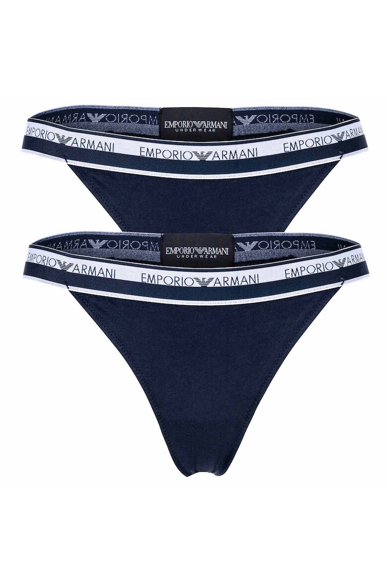 

Стринги с логотипом, 2 пары Emporio Armani, синий