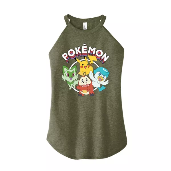 

Детская майка с высоким воротом и принтом Nintendo Pokemon Scarlet and Violet Starters Licensed Character, зеленый