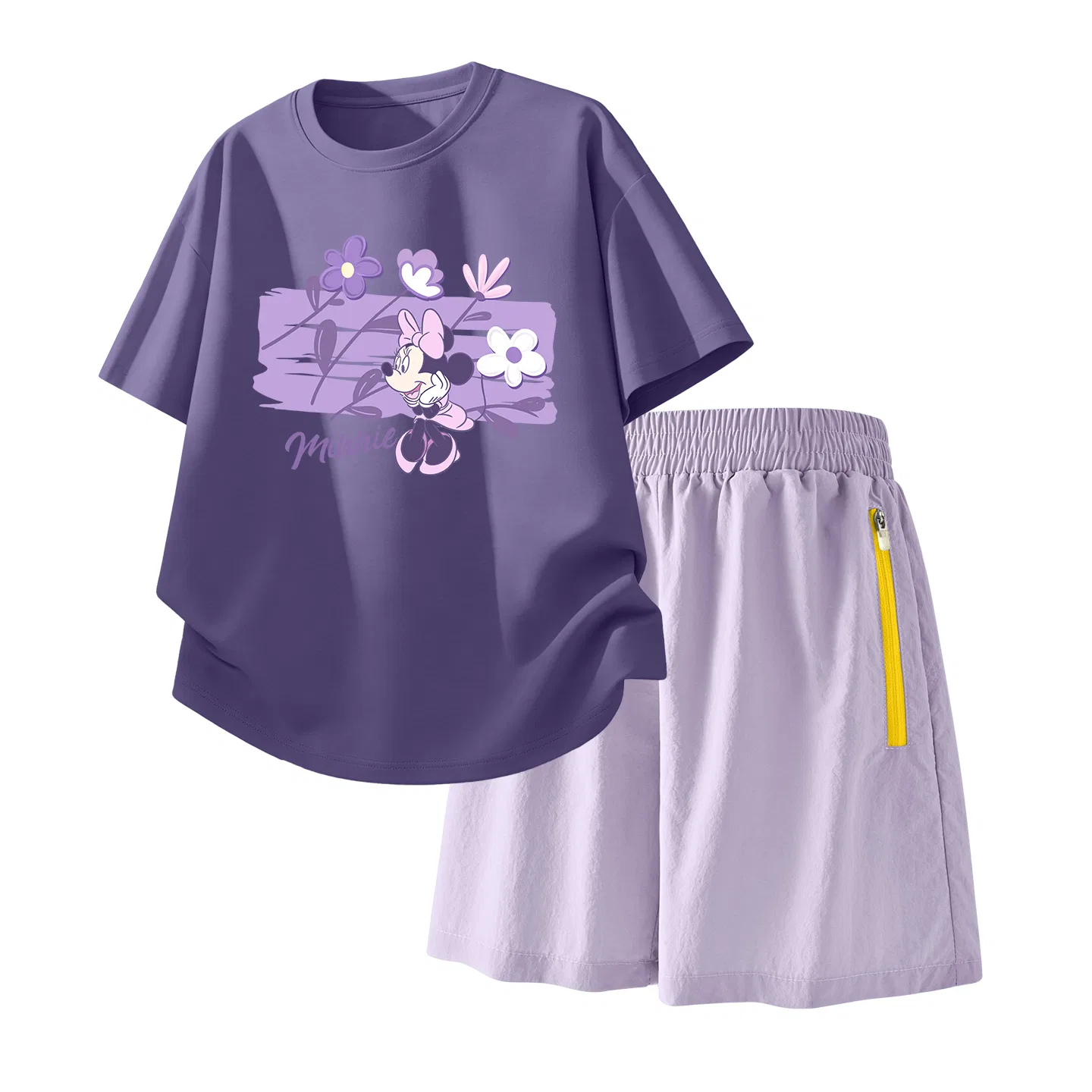 Детский спортивный костюм Casual Sportswear 2 Piece Set Disney, Di Chao Flower Night Purple+Solid Color Taro Paste Purple