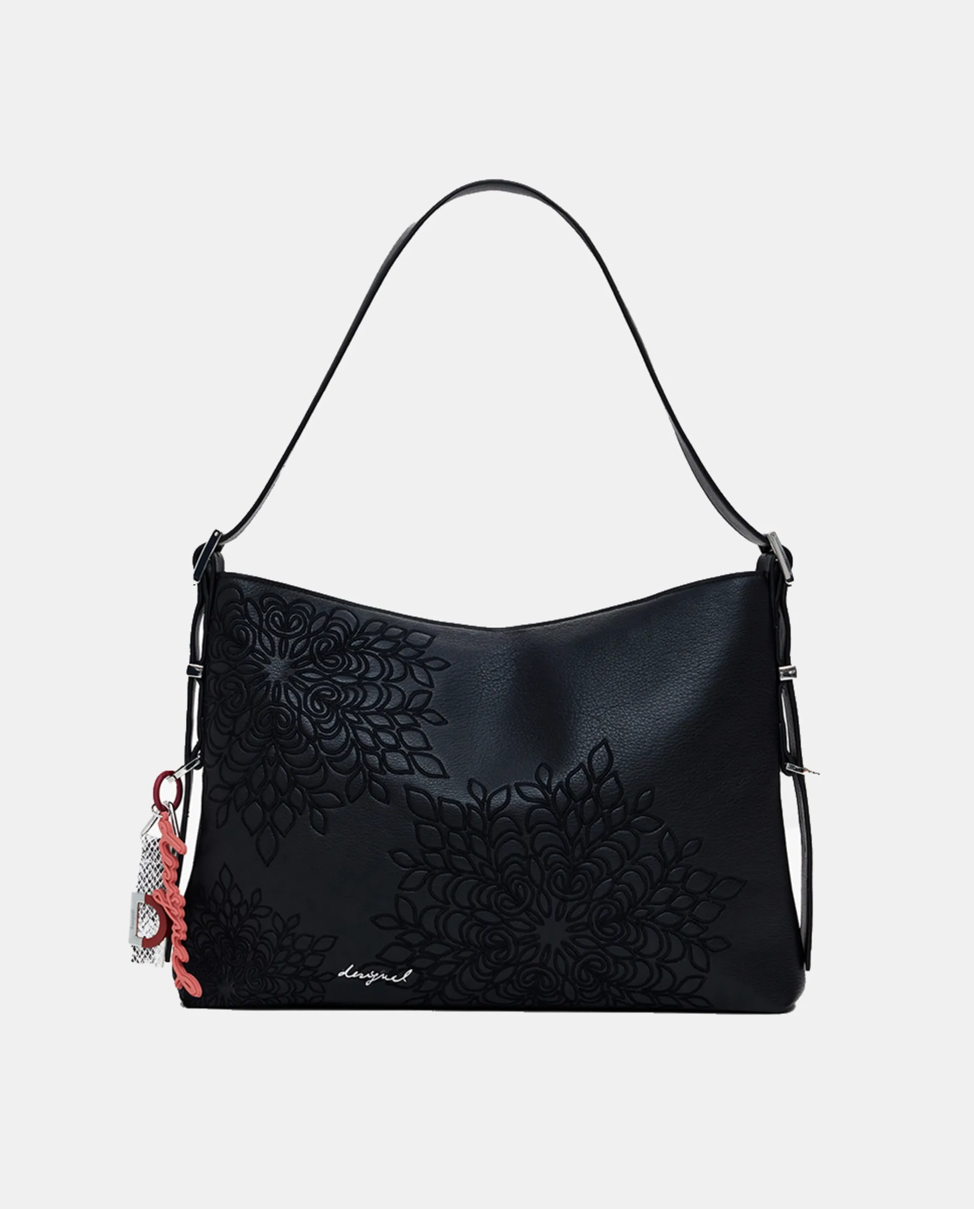 

Средняя сумка с эффектом кожи и вышивкой Desigual, черный