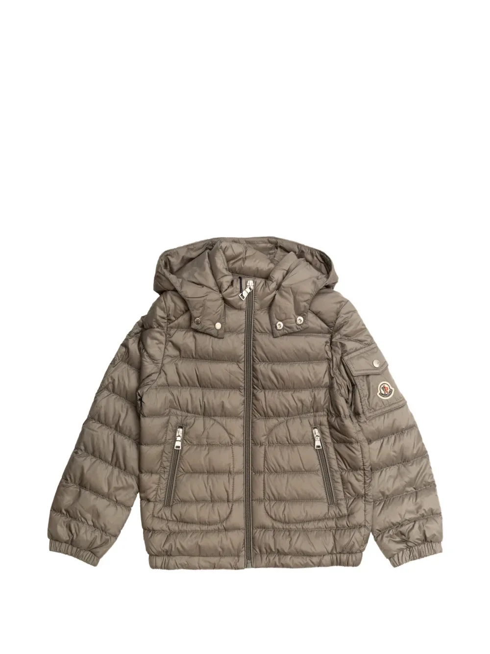 Стеганая куртка с нашивкой-логотипом Moncler Enfant, серый