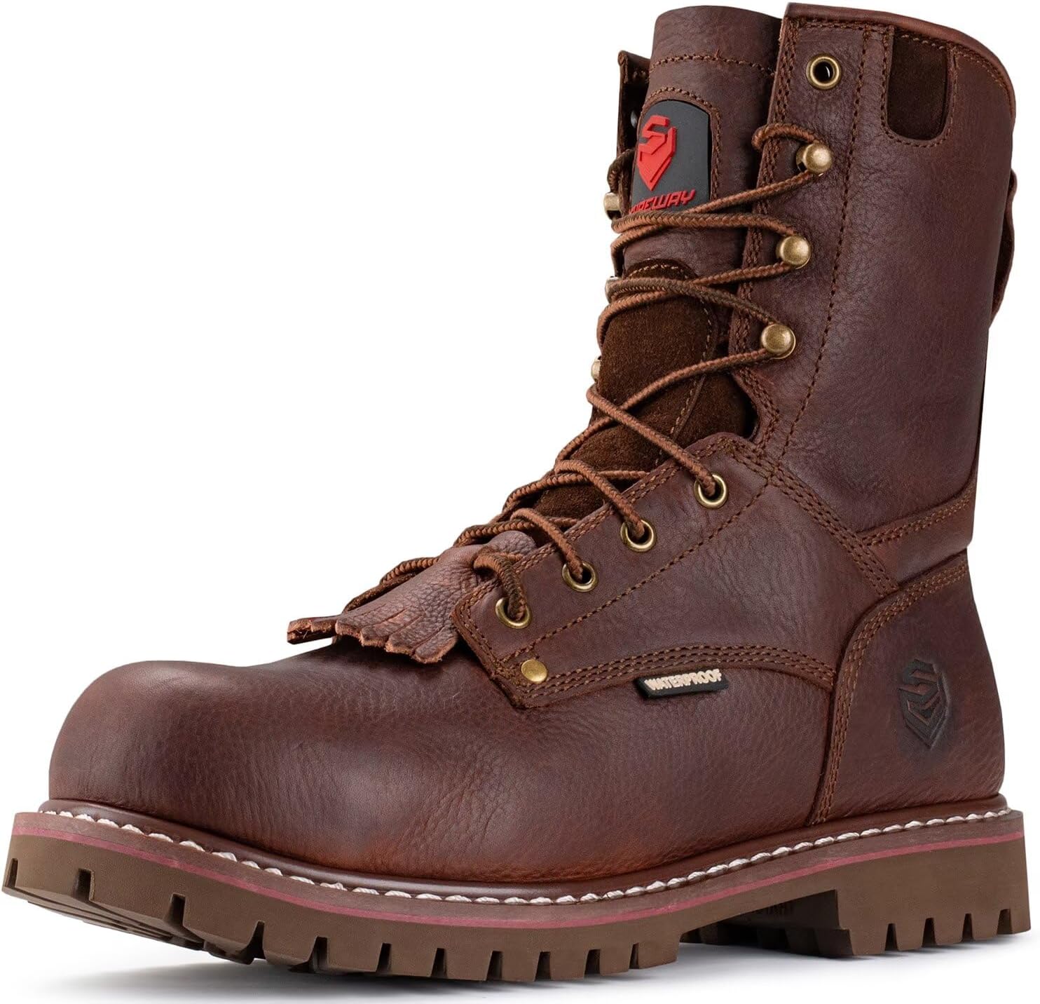 

Мужские ботинки SUREWAY 8 с водонепроницаемым стальным носком, повышенной устойчивостью к маслу и скольжению, из толстой цельной кожи, с клиновидной резиновой подошвой, сертифицированные по стандарту EH, коричневый/стальной/темно-коричневый