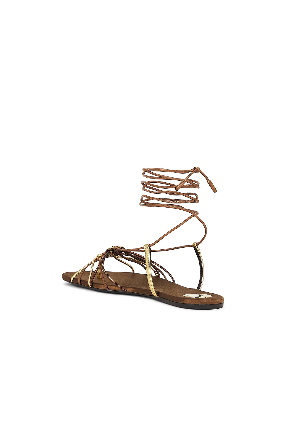 Босоножки Bridget Flat Saint Laurent, Dark Macadamia & Metal — фото 3