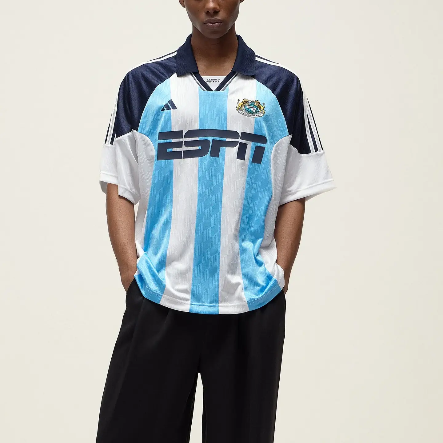 Футболка Kith X Adidas Football Espn Jersey Adidas Originals, белый/синий — фото 4