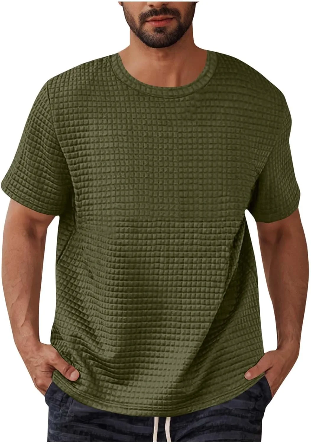 

Футболка мужская Casual летняя с коротким рукавом и круглым вырезом QUNPIU