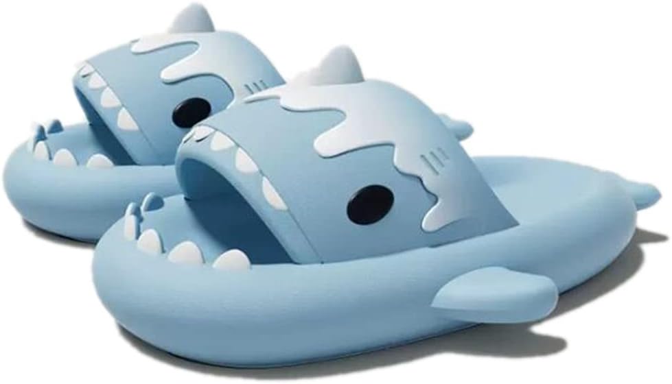 

Тапочки с милой акулией kaitesi, градиентное мороженое, мягкая подошва 4 см, толстая мягкая подошва, летние шлепанцы с акулией для женщин и мужчин, EVA, противоскользящие повседневные шлепанцы, синий