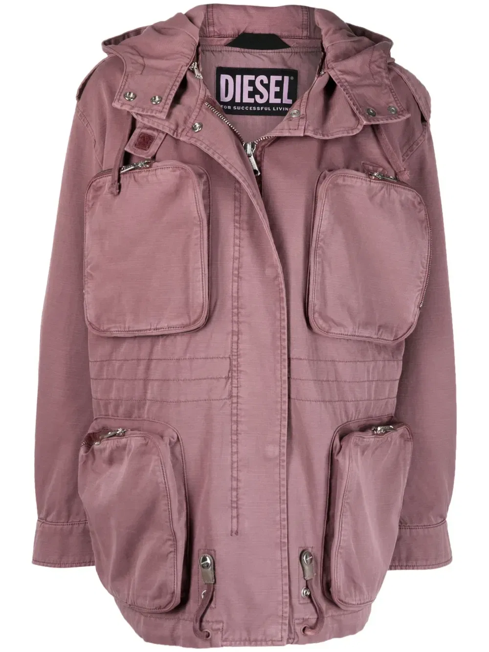 Куртка с капюшоном и карманами карго Diesel, розовый