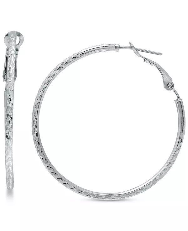 

Текстурированные серьги-кольца, 2 дюйма, созданные для Macy's Giani Bernini, silver