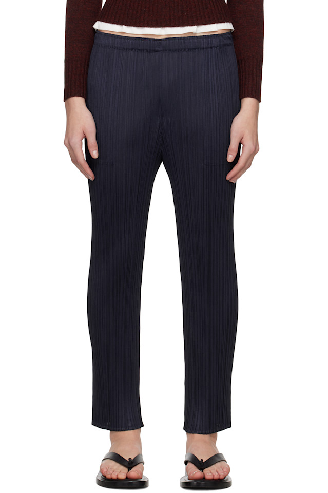 

Июньские новые красочные базовые брюки 4 Pleats Please Issey Miyake, синий