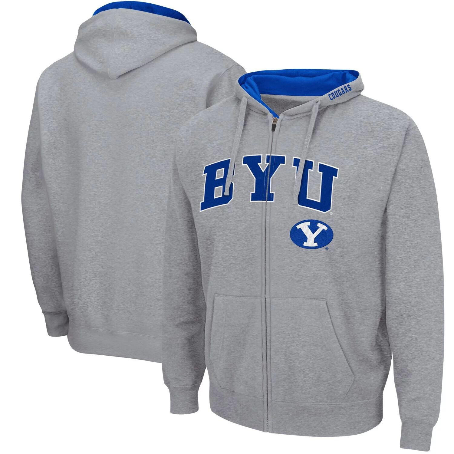 

Мужская серая толстовка с молнией во всю длину BYU Cougars Arch & Logo 3.0 BYU Cougars Colosseum, Серый, Мужская серая толстовка с молнией во всю длину BYU Cougars Arch & Logo 3.0 BYU Cougars Colosseum