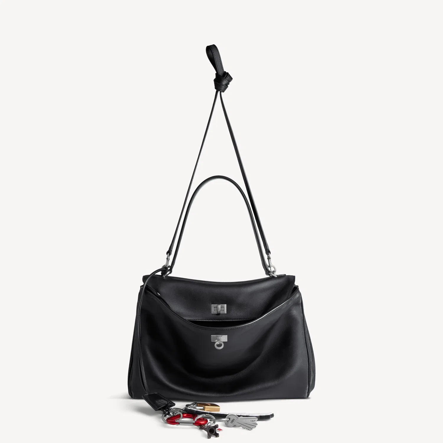 Женская сумка Rodeo среднего размера с одним брелоком, черная BALENCIAGA, черный — фото 4