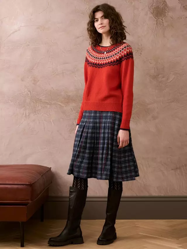 

Юбка Brora Textured Plaid Check Wool Blend