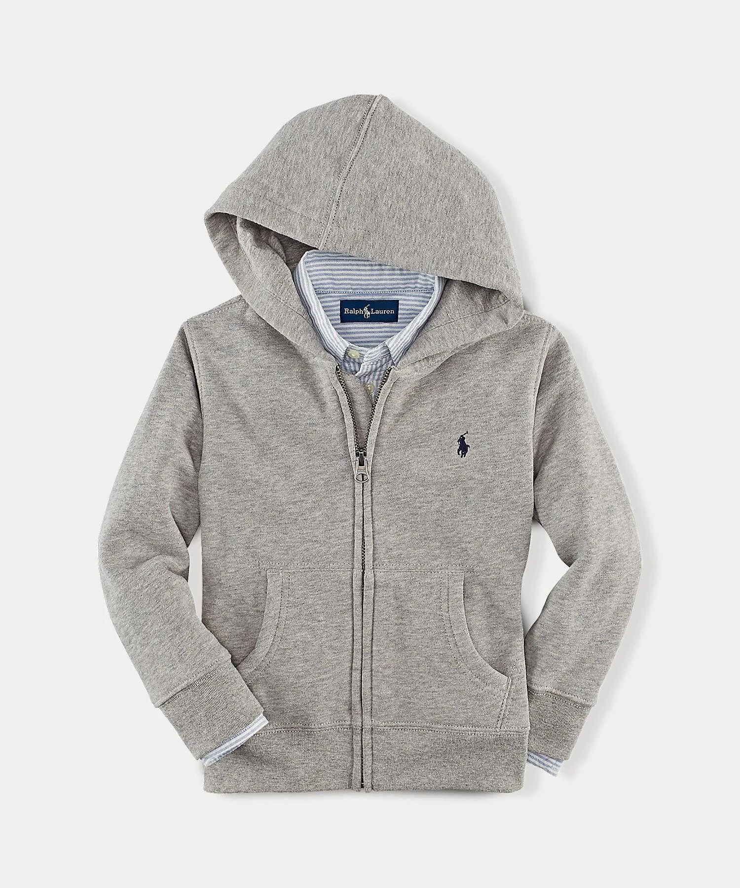 (Для мальчиков 2-7 лет) Толстовка с капюшоном из хлопкового флиса Polo Ralph Lauren, 050 Gray — фото 4