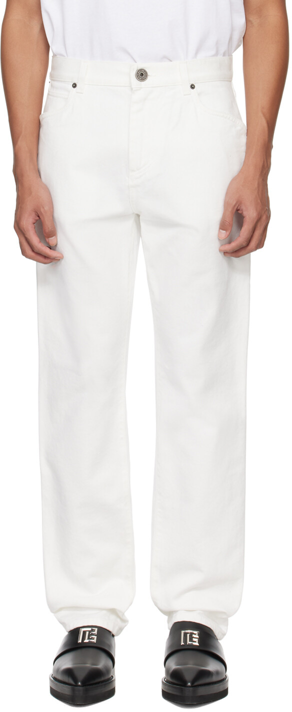 

Белые прямые джинсы Balmain