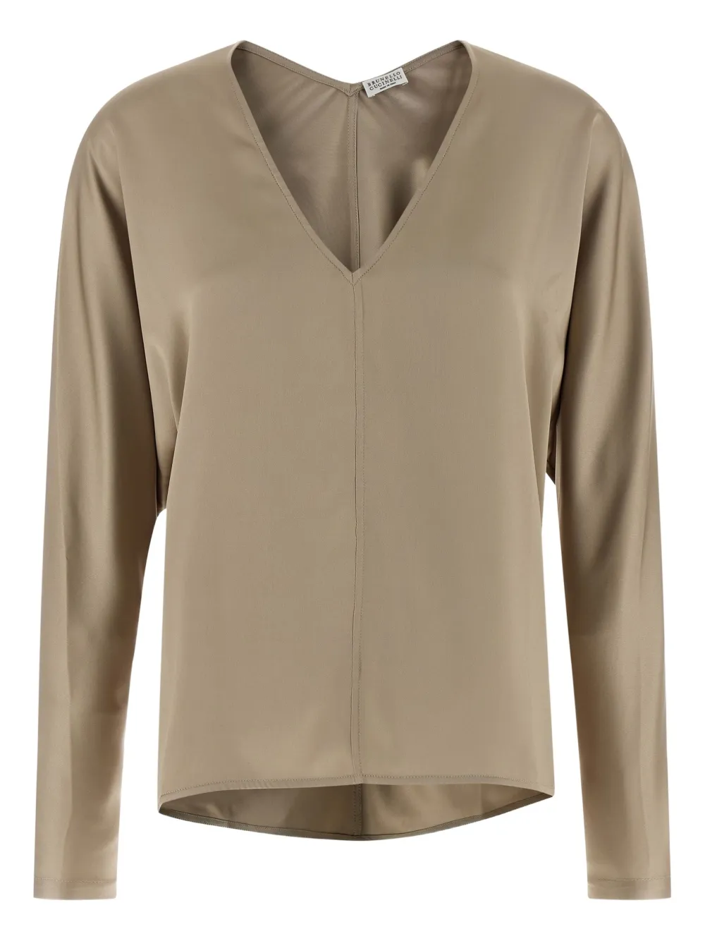 

Блузка с V-образным вырезом и рукавами летучая мышь Brunello Cucinelli, бежевый