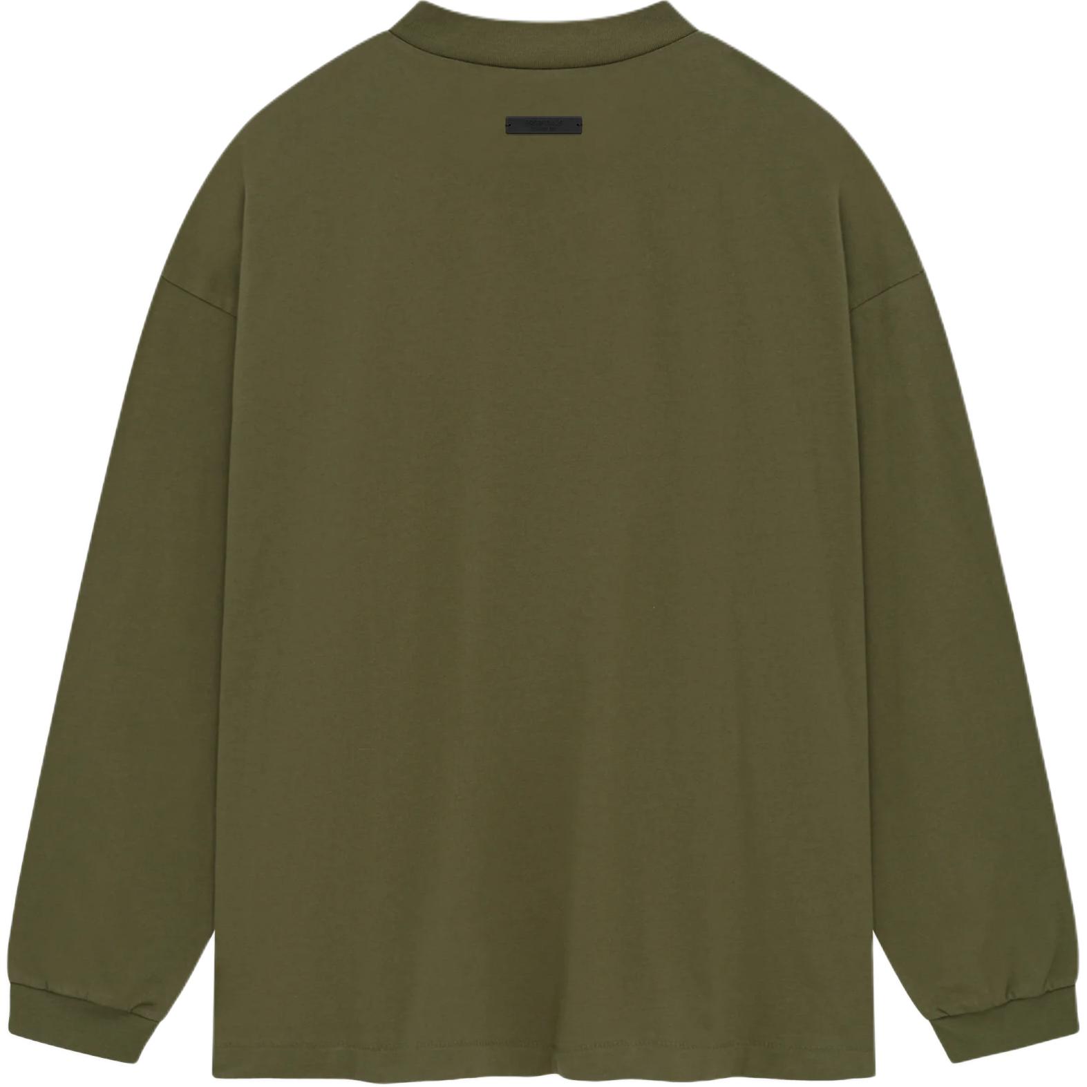 Длинный рукав Футболка Fear Of God Essentials, Вечнозеленый Зеленый/Военный — фото 3