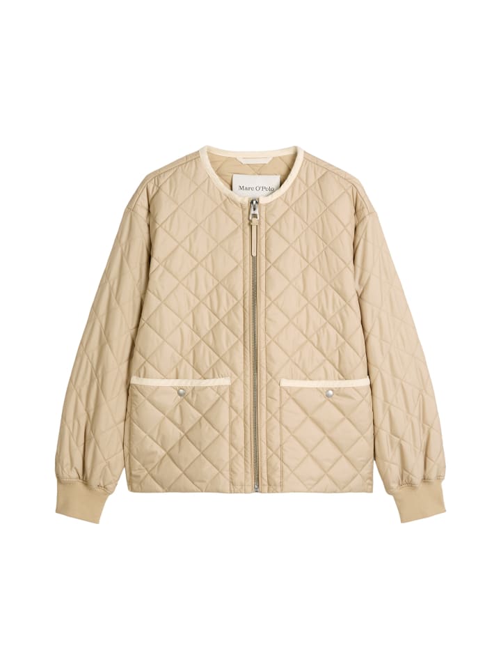 

Marc O'Polo Стеганая куртка без воротника в непринужденном стиле «Штормовой песок»