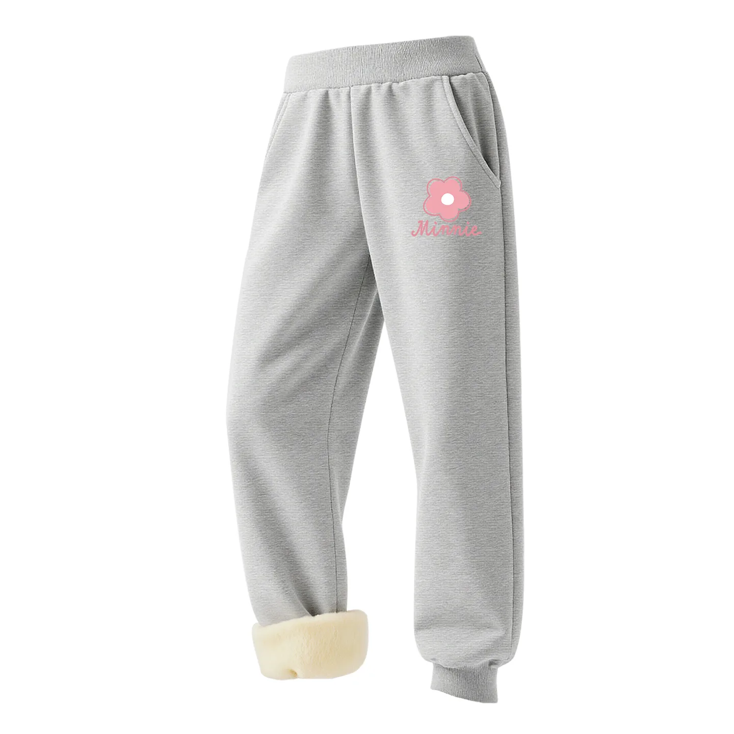 Детские вязаные спортивные штаны Disney, [Thickened Lamb's Wool]Di F Small Flower Gray