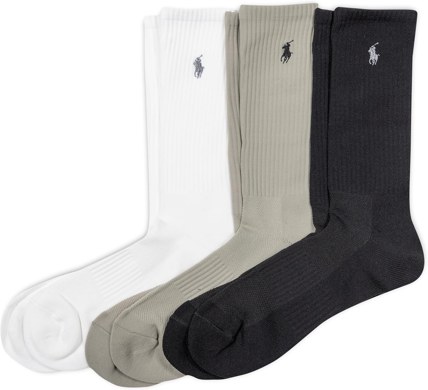 

Мужские спортивные носки Polo Ralph Lauren Tech Athletic Crew - набор из 3 пар - спортивные, с амортизирующей поддержкой свода стопы, Black Assorted