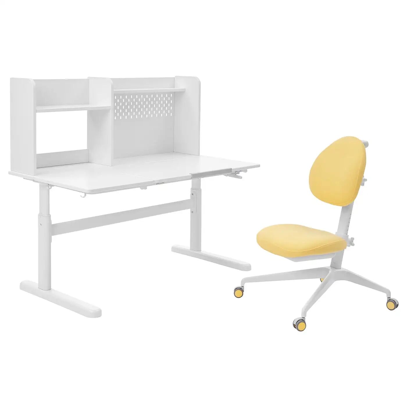 Детский стол и стул BERGLÄRKA/DAGNAR IKEA, 120x70 см, белый/желтый