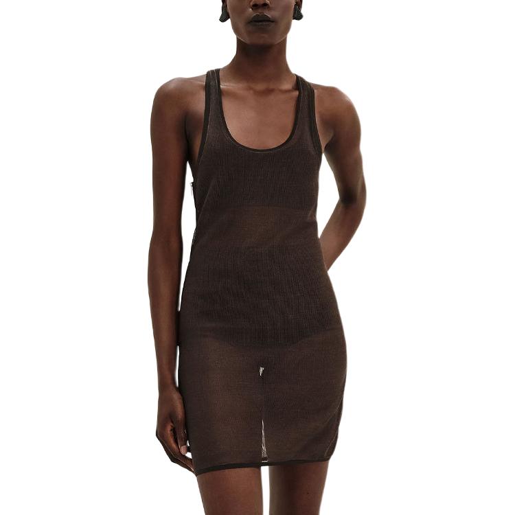 

HERMES SS25 Женское платье без рукавов коричневое