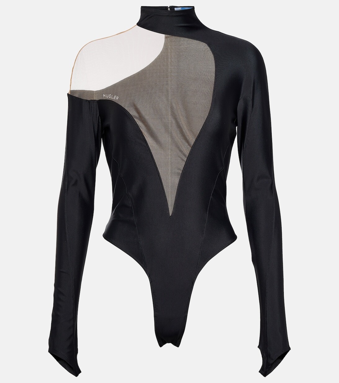 

Асимметричное боди со вставками MUGLER, черный