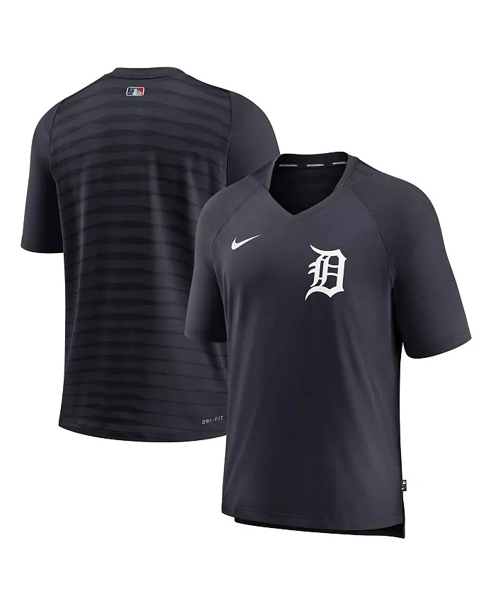 

Мужская синяя футболка Detroit Tigers Authentic Collection Pregame Raglan Performance с V-образным вырезом Nike