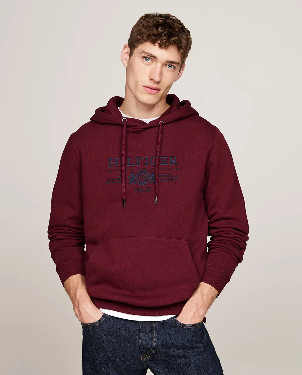 

Мужская толстовка с вышитым брендингом Tommy Hilfiger, бордовый