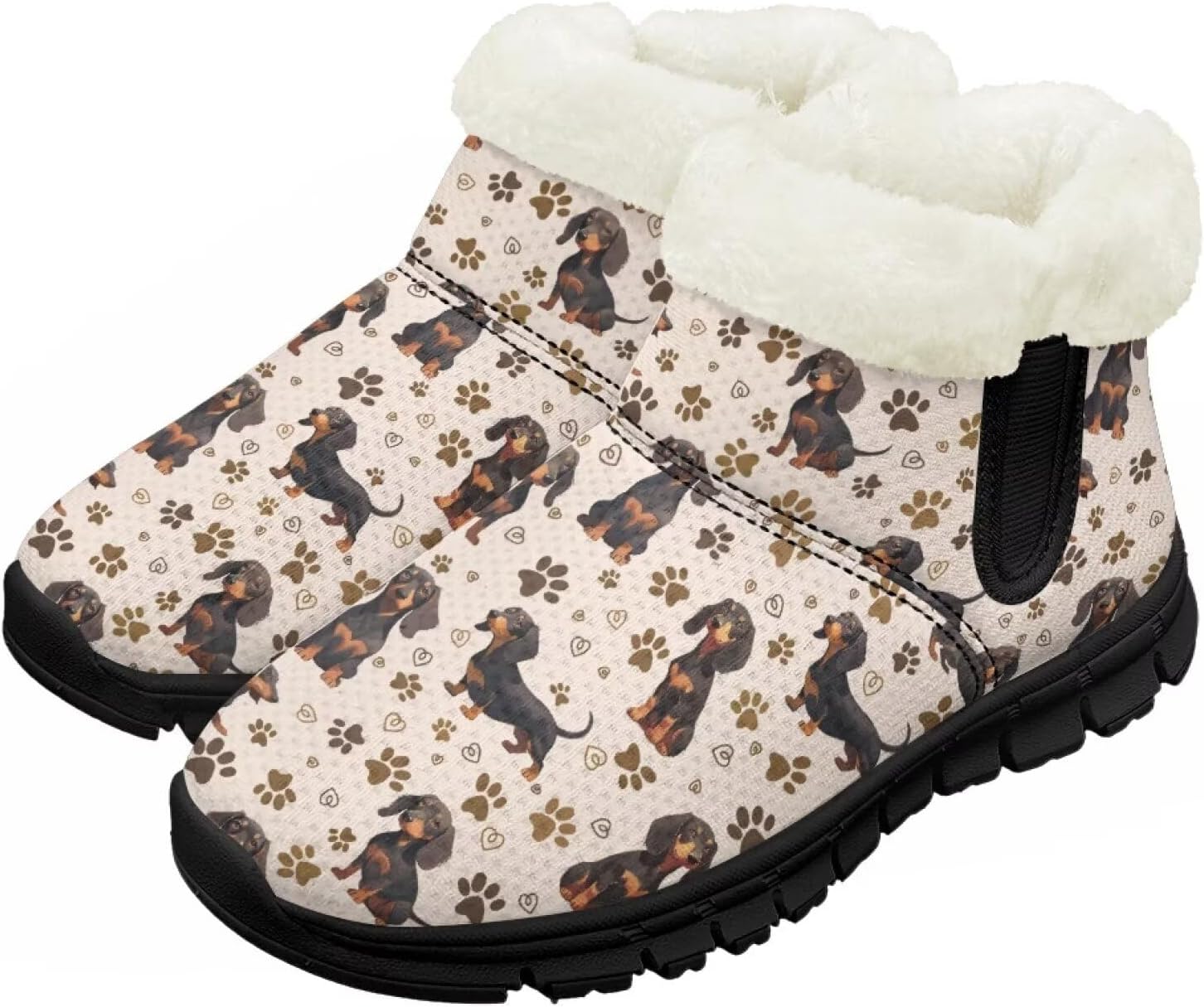 

Детские зимние ботинки для мальчиков и девочек, теплые зимние ботинки с нескользящей подошвой, уличные ботильоны для маленьких детей Suhoaziia, Dachshund Puppy