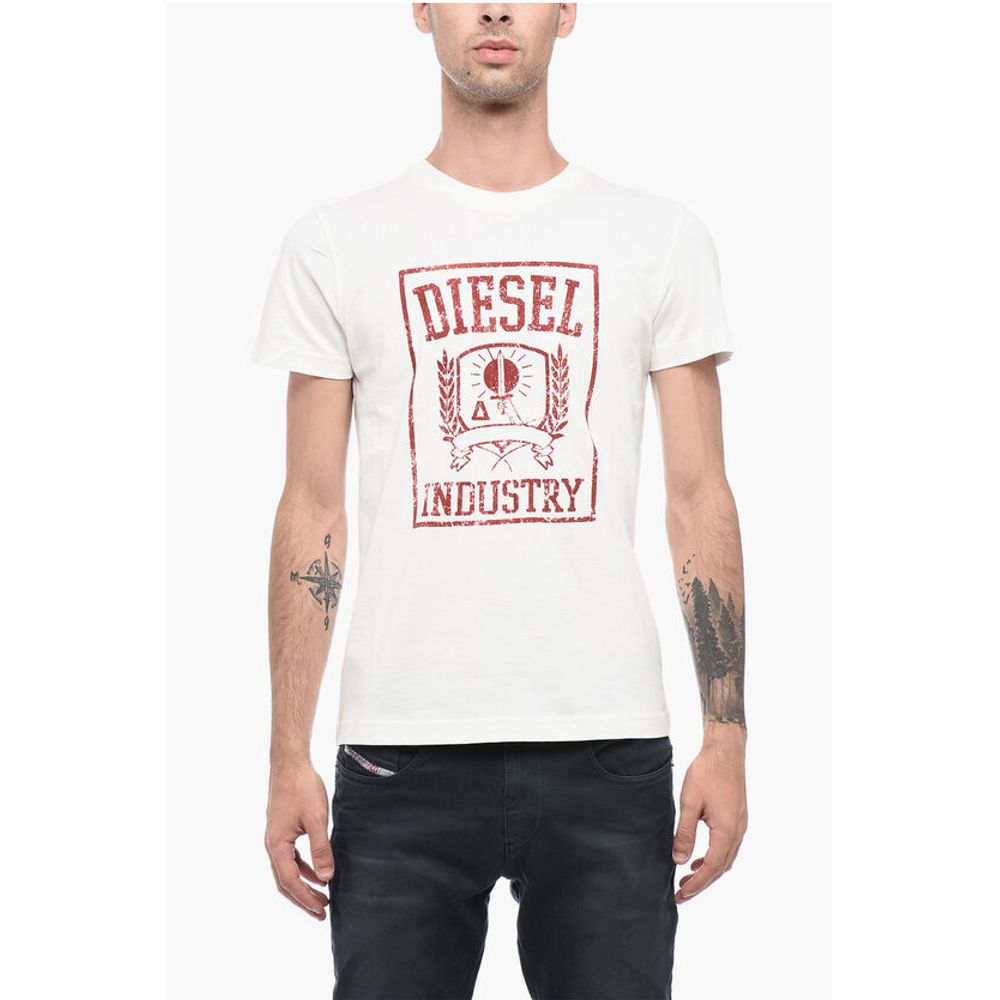 

Футболка T-DIEGOR-E10 из хлопка с круглым вырезом и бархатным логотипом Diesel, White