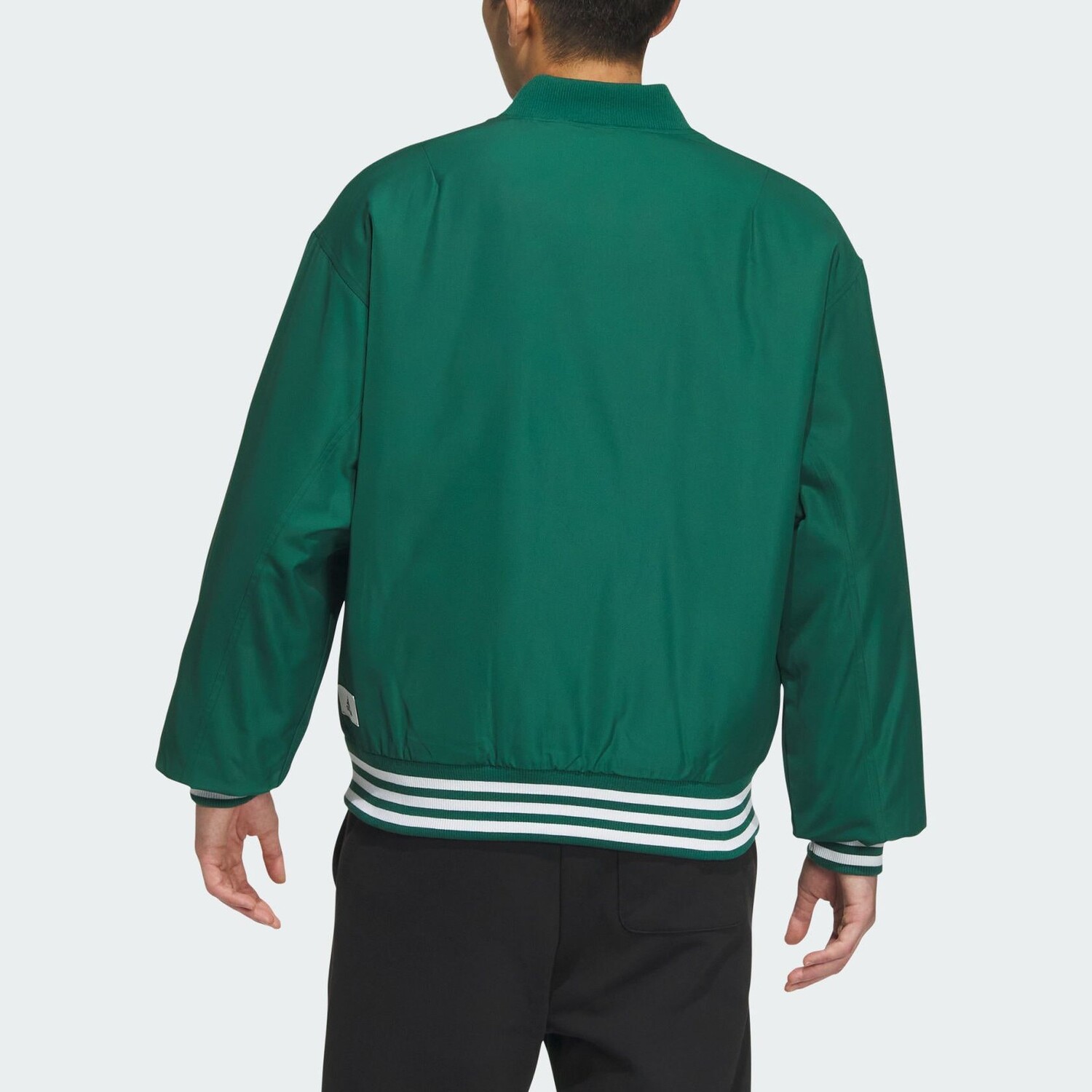 Стеганая куртка мужская студенческая зеленая/белая Adidas, зеленый/белый — фото 4