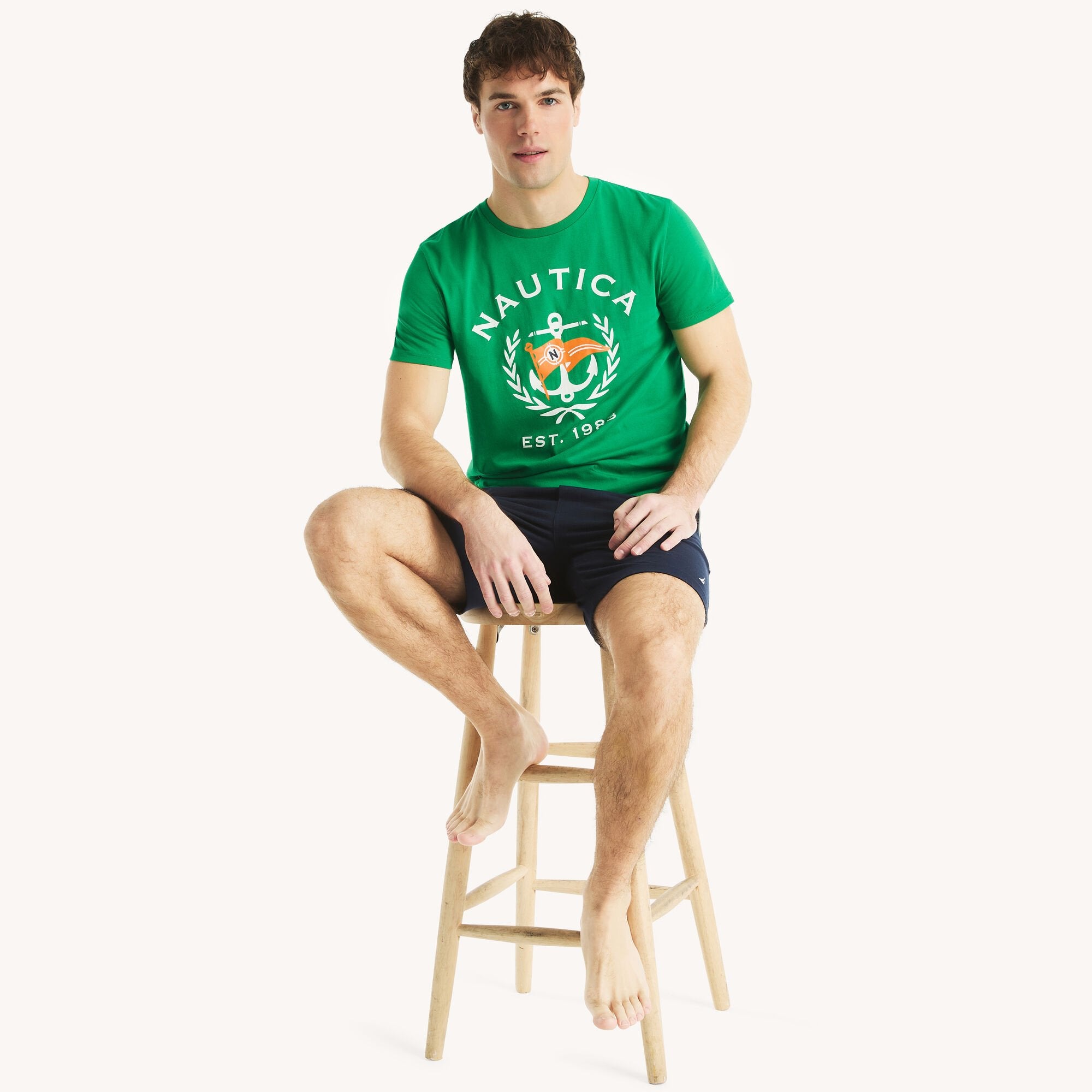 

Футболка мужская Nautica с рисунком якоря, цвет rolling green