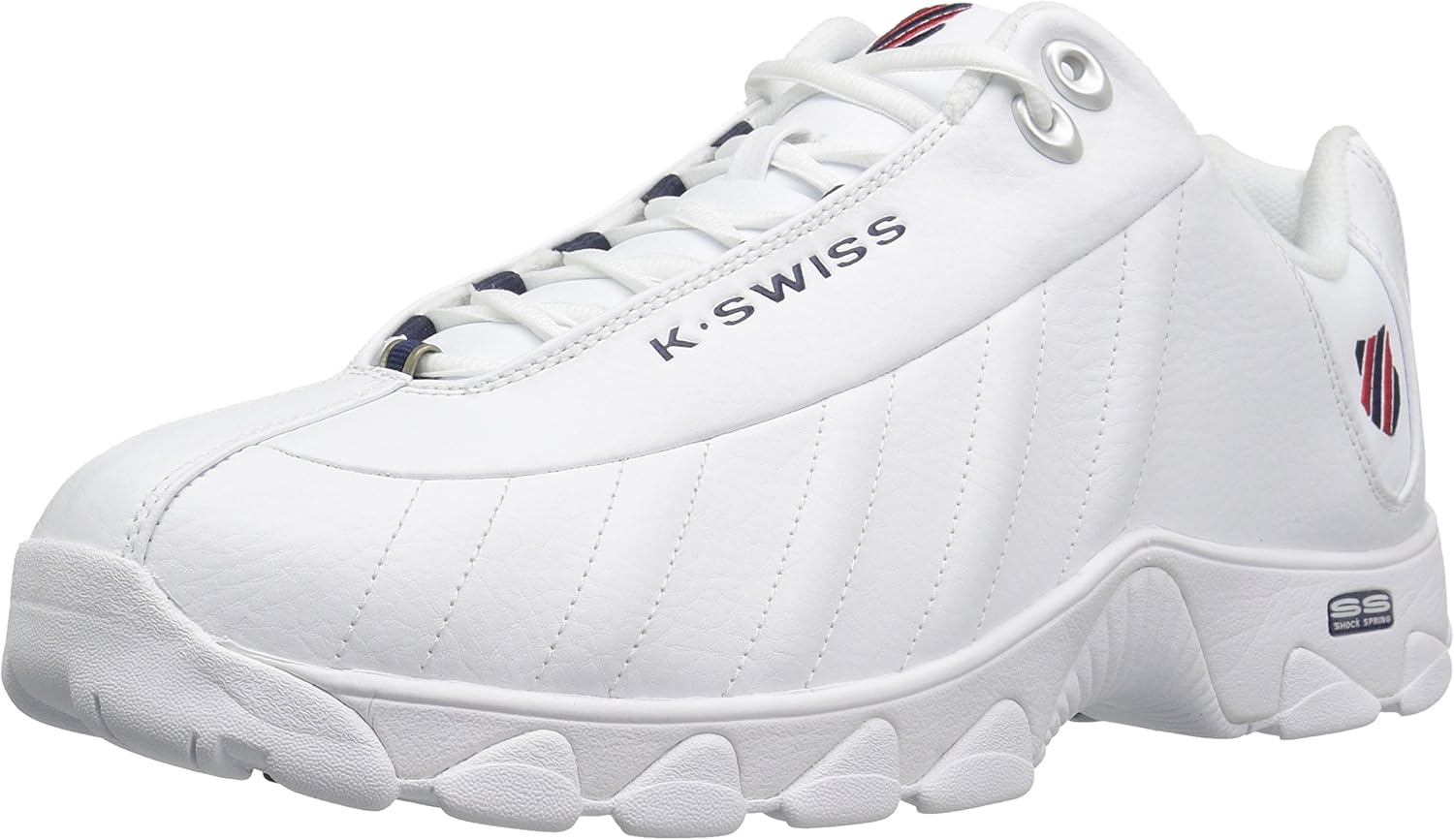 

Мужские кроссовки K-Swiss ST329 CMF, широкие теннисные кроссовки для мужчин, прогулочная обувь с кожаным верхом, белый/темно-синий/красный