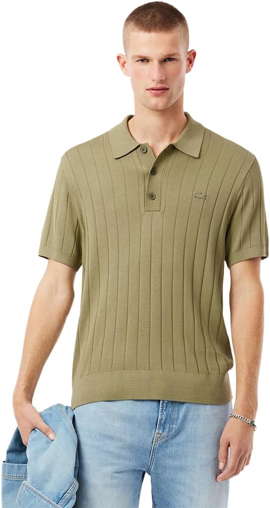 

Мужской свитер Lacoste (официальный) из трикотажной резинки высокой плотности. Рубашка-поло, зеленый