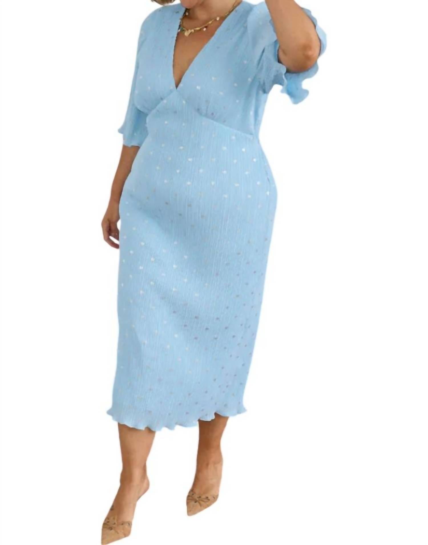 

Платье с короткими рукавами из плиссе в цвете Ice Blue Celeste never fully dressed