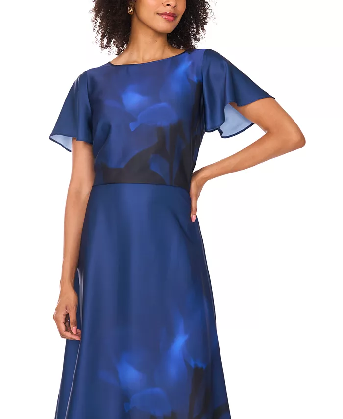 

Женская блузка с круглым вырезом и короткими рукавами из струящейся ткани Vince Camuto