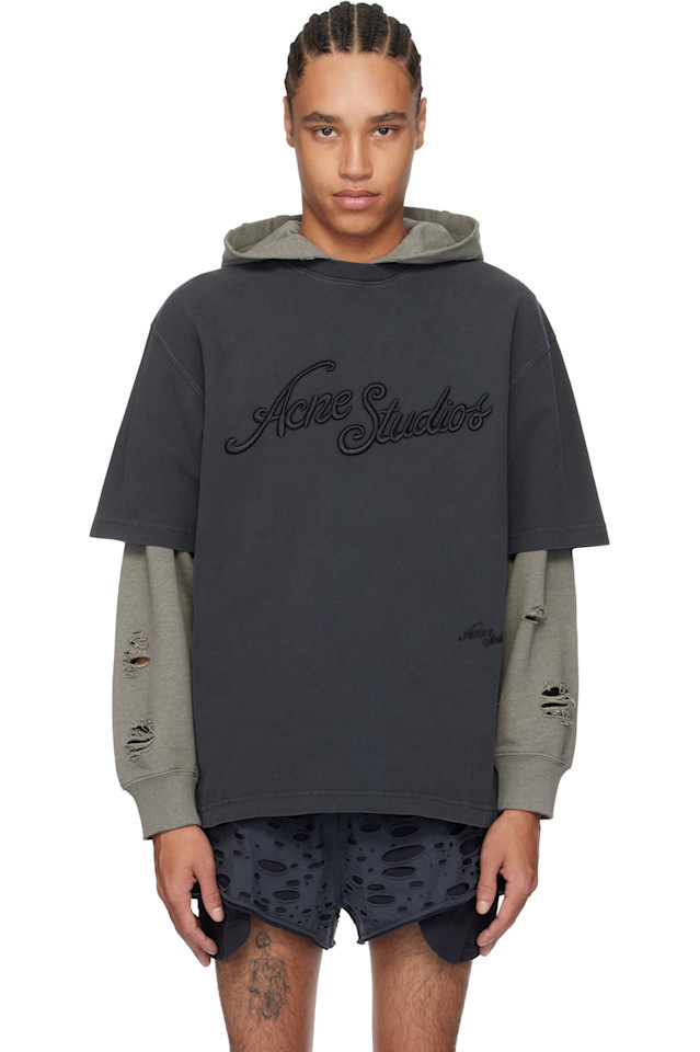 

Футболка с логотипом свободного кроя Acne Studios, черный